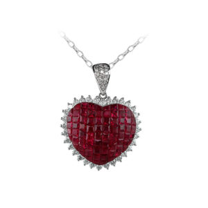 Ruby Heart Pendant with diamonds