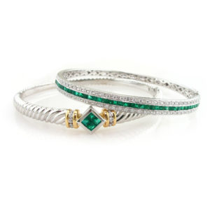 Emerald And Diamond Bracelet Bangle Style