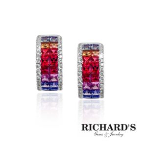Sapphire Colors And Diamonds Earrings