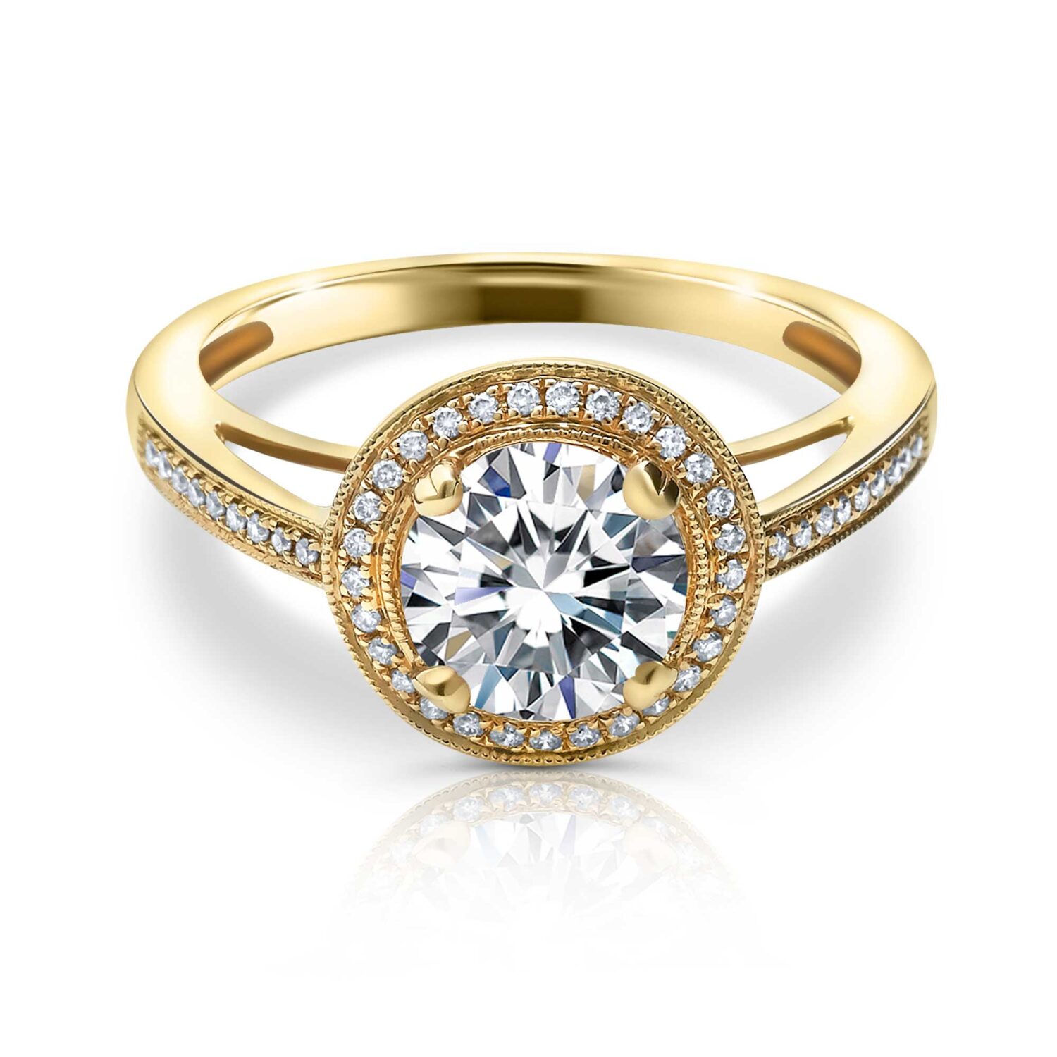 Engagement Ring Round Diamond Halo - Richards Gems and Jewelry