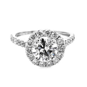 1.03 Carats Round Diamond Set in a halo engagement ring