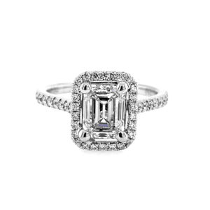 1.57 Carat Emerald Cut Diamond Ser In A Halo Ring