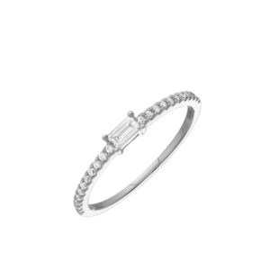 Tiny Baguette Band With Round Diamonds