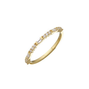 Thin 14k Wedding Band Baguette and Round Diamonds 0.18 Carats