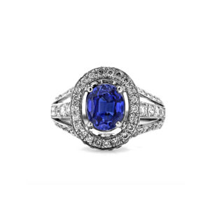 Oval Blue Sapphire and diamonds ring