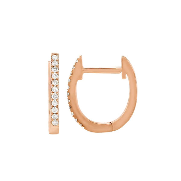 Small Rose Gold Diamond Hoop Earrings