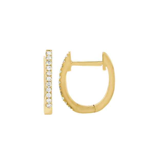 Small Yellow gold diamond hoop earrings