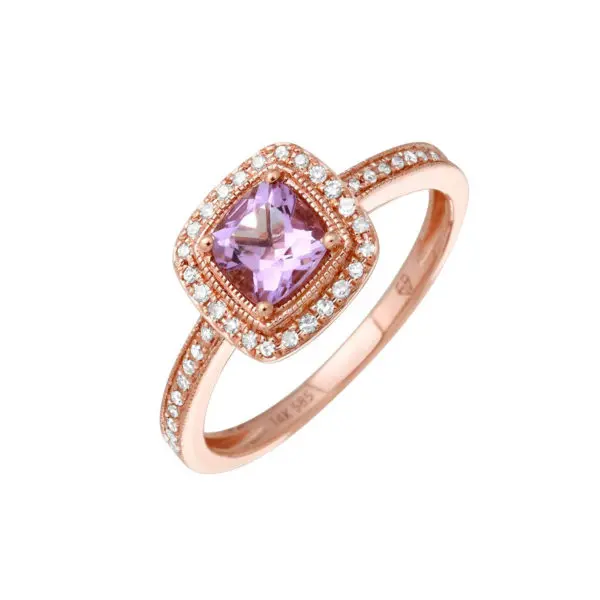 Amethyst and Diamond Ring in 14k Rose Gold | CGR121P-DAM | Valina Fine  Jewelry