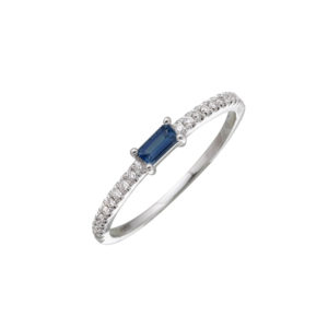 Tiny Sapphire Ring with Round Diamonds