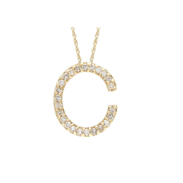 Initial C yellow gold with diamonds