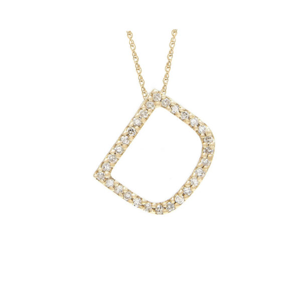 Letter D yellow gold with diamonds