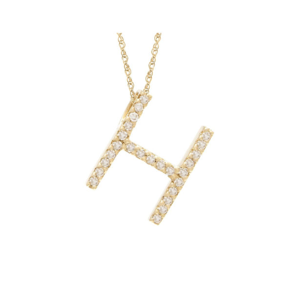 Yellow gold H initial necklace