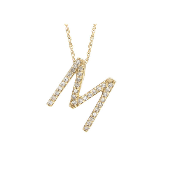 Initial M yellow gold with diamonds