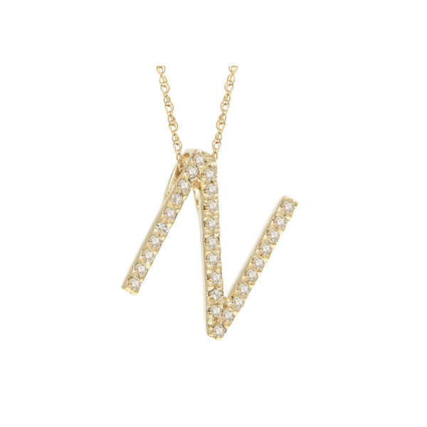N with diamonds yellow gold