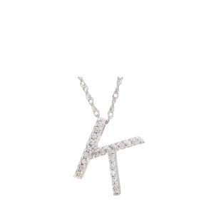 Initial Necklace K With Diamonds In 14 Karat White Gold