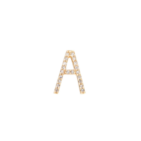 Diamond initial A necklace yellow gold