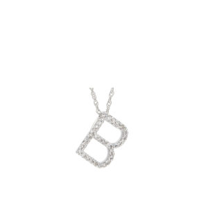 Diamond Initial B white gold necklace
