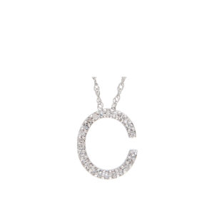 Initial Necklace C white gold with diamonds