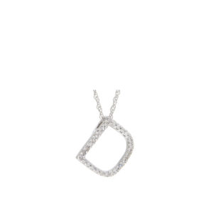 Letter D with diamonds 14k white gold