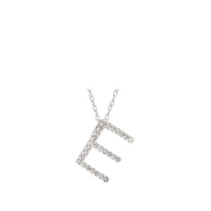 Initial Necklace E With Diamonds In 14 Karat white Gold