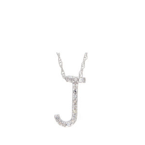 Initial Necklace J With Diamonds In 14 K White Gold
