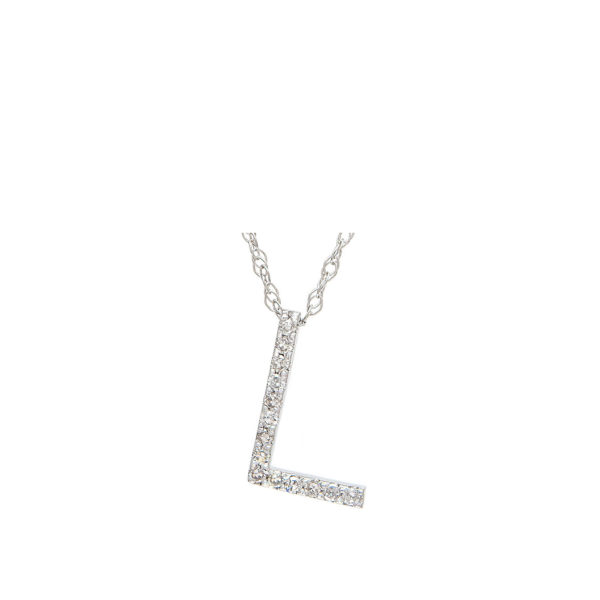 Initial Necklace L With Diamonds In 14 Karat White Gold