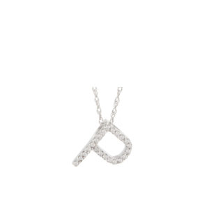Initial Necklace P With Diamonds IN 14 Karat White Gold