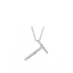 Initial Necklace T With Diamonds In 14 Karat White Gold