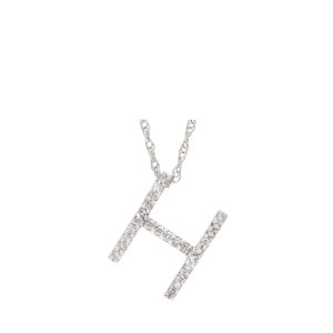 Initial Necklace H with diamonds 14 kt white