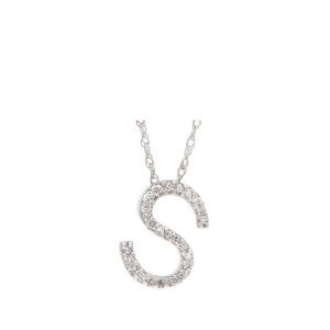 Initial Necklace S With Diamonds 14 K White Gold