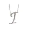 Initial Script I With Diamonds 14 Karat Gold Necklace 16" + 2"