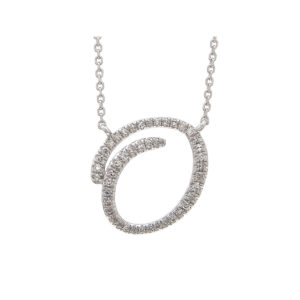 Initial Script O With Diamonds 14 Karat Gold Necklace 16" + 2"