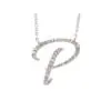 Initial Script P With Diamonds 14 Karat Gold Necklace 16" + 2"