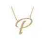 Initial Script P With Diamonds 14 Karat Gold Necklace 16" + 2"