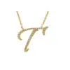 Initial Script T With Diamonds 14 Karat Gold Necklace 16" + 2"