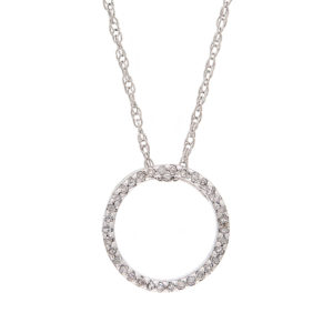 Diamond Open Small Circle Necklace (11MM)