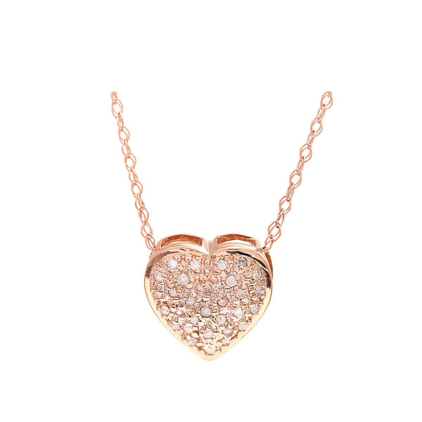 Heart pave diamonds Rose Gold Necklace