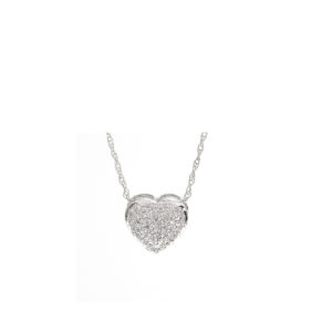 Heart Pave Diamond Necklace 14 Karat Gold