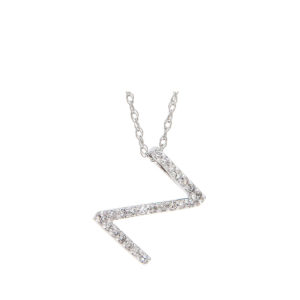 Initial Necklace Z With Diamonds In 14 K White Gold