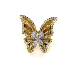 Butterfly Diamond Ring With Diamonds 18 Karat Yellow Gold
