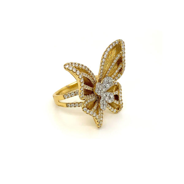 Butterfly Diamond Ring With Diamonds 18 Karat Yellow Gold