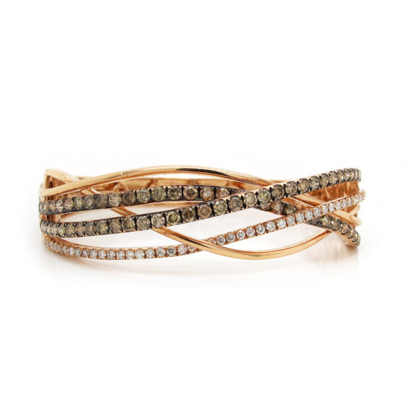 Bangle 14 K Rose Gold With Over 4 Carats In Champagne Diamonds