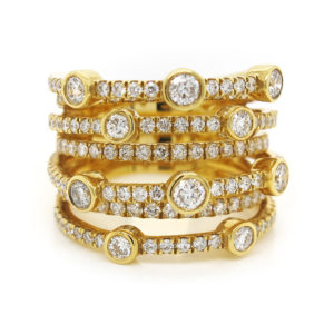 Yellow Gold Wide Band With Over 2 Carats in diamonds
