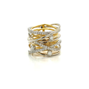 White and Yellow gold Multi band diamond ring