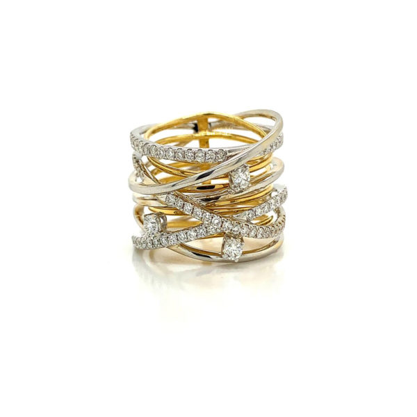 White and Yellow gold Multi band diamond ring
