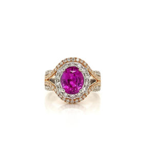 Pink Sapphire White and Rose Gold Ring With Diamonds