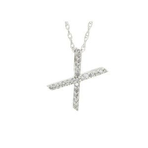 Initial X with diamonds in white gold