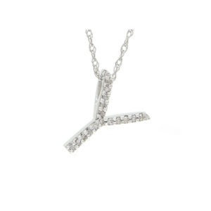 Initial Y with diamonds white gold