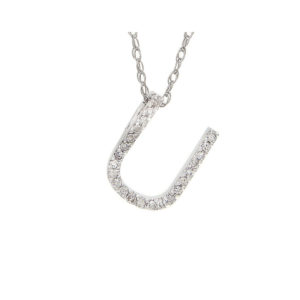 Initial U with diamonds in white gold