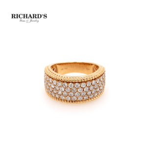 18k rose gold pave diamond band with braided design